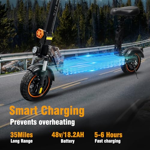 Image of Electric Scooter Adults 1600 /4000 /6000W Motor 50 Miles Long Range & 40 /45 /50 MPH Top Speed 10 inch Off Road Tire Folding E-Scooter 60V /48V 20.8AH Battery Kick Scooter with Detachable Seat for Commuter
