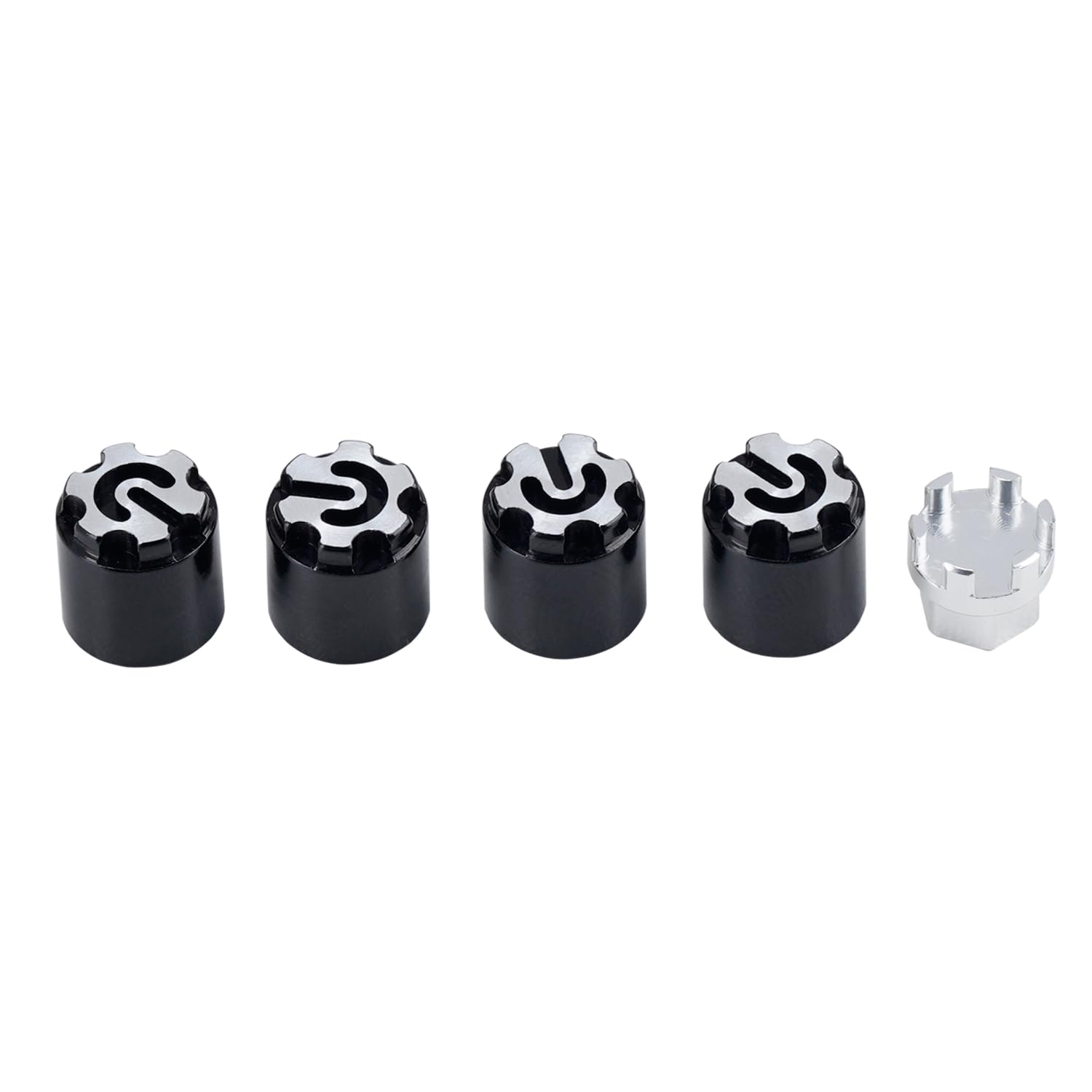 DJX 4PCS Aluminum M4 Wheel Nut Center Cap Locking Hubs w/Tool for 1/10 RC Crawler Traxxas TRX4 Axial SCX10 90046 D90 Redcat Gen7(Black&Silver)