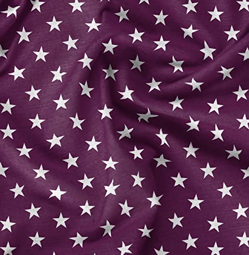 Image of Soimoi Pink Polyester Crepe Fabric Stars Star Decor Fabric Printed Meter 42 Inch Wide