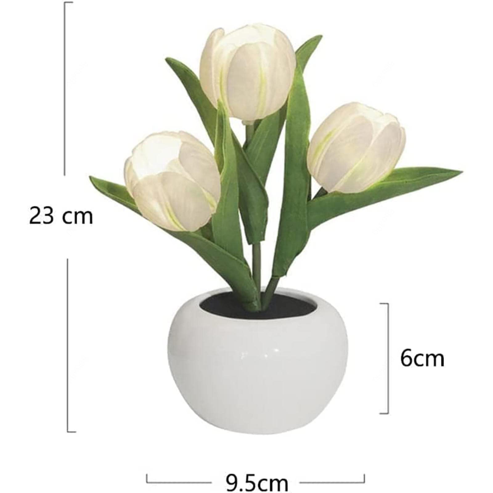 Oniissy Tulp Nachtlampje met Basis Simulatie Tulp Led Tafellampen met Batterij, Tafellamp Ornamenten voor Thuis Woonkamer Bruiloft, Geschenkidee