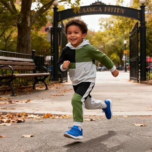 Image of 2-6T Toddler Baby Boy Clothes Color Blocking Hoodies + Pants Fall Winter Outfits