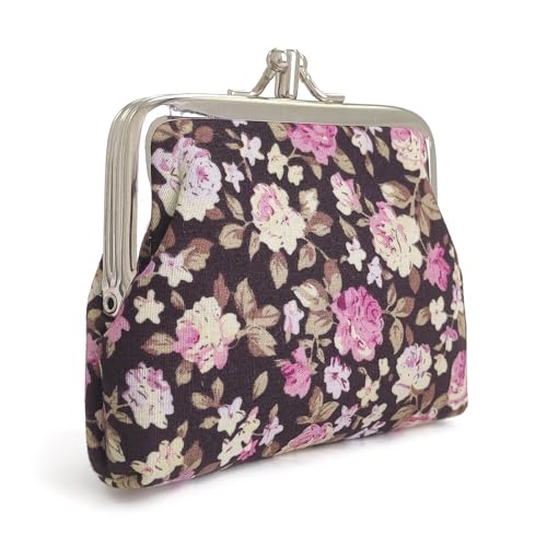 Image of Cute Floral Buckle Coin Purses Vintage Pouch Kiss-lock Change Purse Wallets (05)