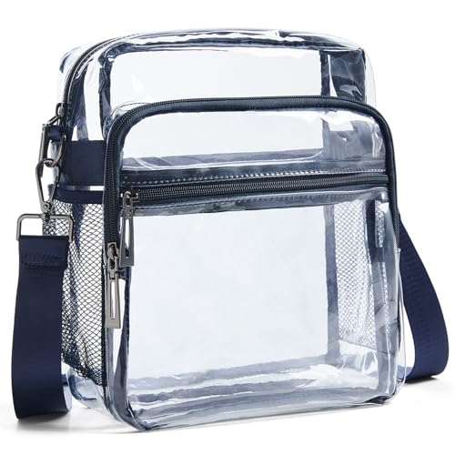 Image of LATMAP Clear Bag for Stadium Events 12x6x12 Clear Purse with 3-Zipper Pockets Crossbody Handbag Tote for Concerts Sports