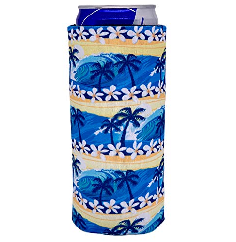 Waves Tropical Beach Pattern Slim Can Coolie