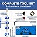 Cabinet Installation Tool Complete Set – Adjustable Hardware Template for Handles, Knobs, Drawer Pulls – Handle Jig, Concealed Hinge Jig, Automatic Center Punch, Drill Bits, Storage Bag