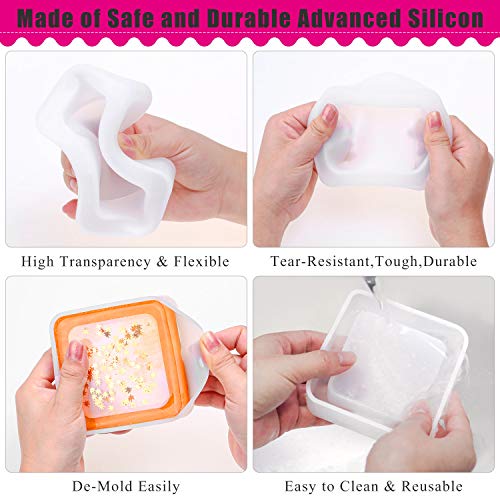 Ashtray Mold for Resin, Flasoo 5pcs Ashtray Epoxy Silicone Molds for Resin Casting Include Square Resin Mold, Round Epoxy Mold, Heart Ashtray Mold, Resin Flower Mold and Diamond Resin Silicone Mold - Thumbnail 4