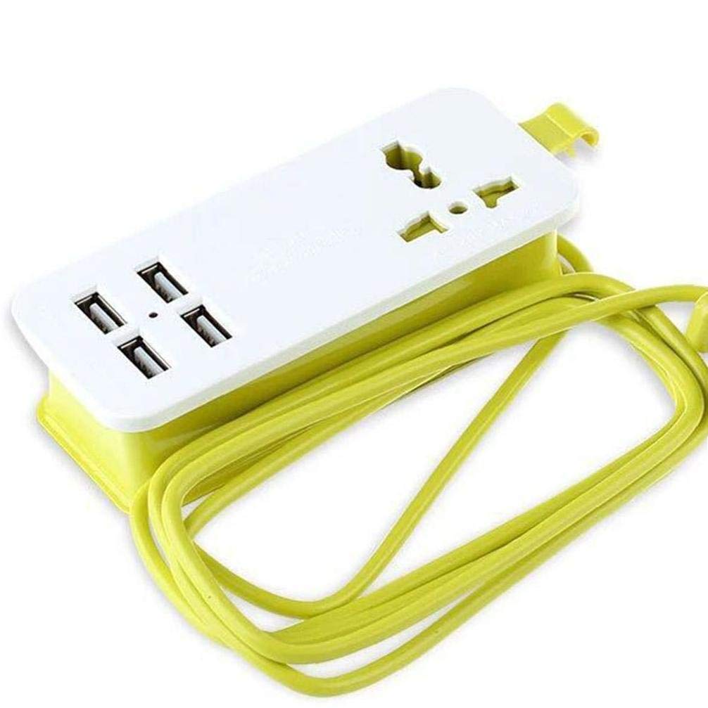 Rrunzfon Led Strip Lights Us Travel Power Strip with 1 Outlet 4 Usb Portable Travel Charger Surge Protector Smart Charger Socket Green