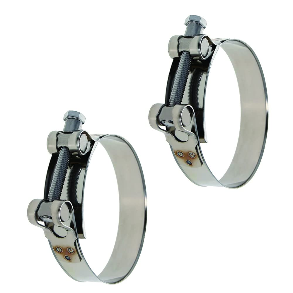 Juvielich T-Bolt Hose Clamp,Clamp Range 98-103mm,for Fuel Pump Filter Hose Plumbing Silver 2pcs