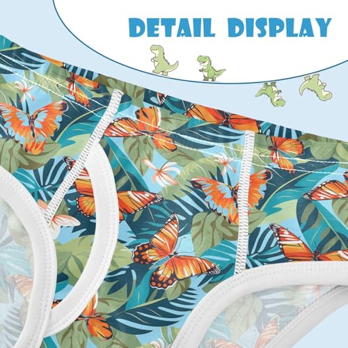 visesunny Boys Cotton Underwear Palm Leaf Butterfly Printed Toddler Soft Training Briefs Size 2T-8Y for Kids4