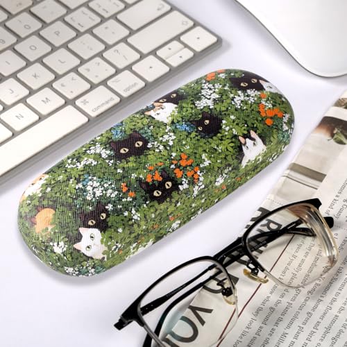 Image of PERFECTSIGHT Hard Shell Eyeglasses Case, PU Leather Protective Glasses Case, Cute Eyeglass Case for Women Men Girls
