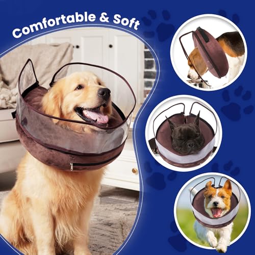 Image of BARKLESS Dog Cone, Inflatable Dog Cone After Surgery for Large Breeds, Soft Surgery Collar with Enhanced Anti-Licking Guard Shield for Pets, Patented Protective Donut Collar