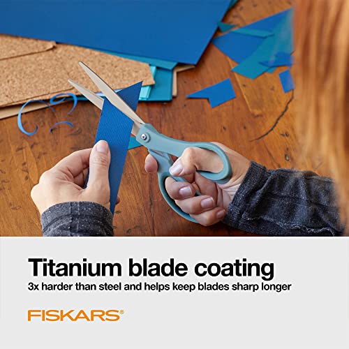 Fiskars Crafts Purpose Titanium Softgrip Fiskars Scissors, 3 Pack, Blue/Pink/Green #TOP3