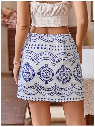Image of Milumia Women's Summer Boho Wrap Skirt Floral Print High Waisted Knot Side Short Vacation Beach Mini Skirt