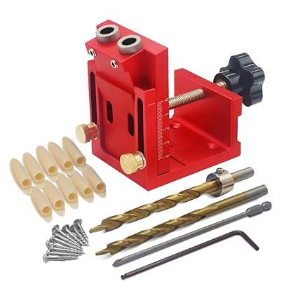 Mefape Pocket Hole Jig Kit, Portable Drill Guide Drill Jig for 15? Angled Holes, Aluminum Alloy Pocket Screw Jig, DIY Woodworking Tools and Accessories, Pocket Hole Clamp with 9mm Drill Bit and Scale