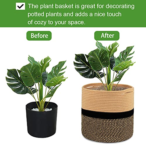 tenn well 30cm Indoor Pot for Plants with Liner Cotton Woven Storage Basket Large Plant Pots for Indoor Plants Flower - Image 2