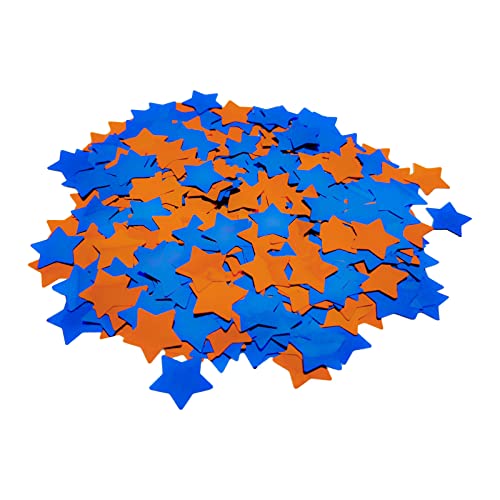 Image of Blue and Orange Foil Confetti, Stars Foil Glitter Table Confetti, Sparkling for Birthday Wedding Party Decoration (1.5 cm, 1.76 OZ)