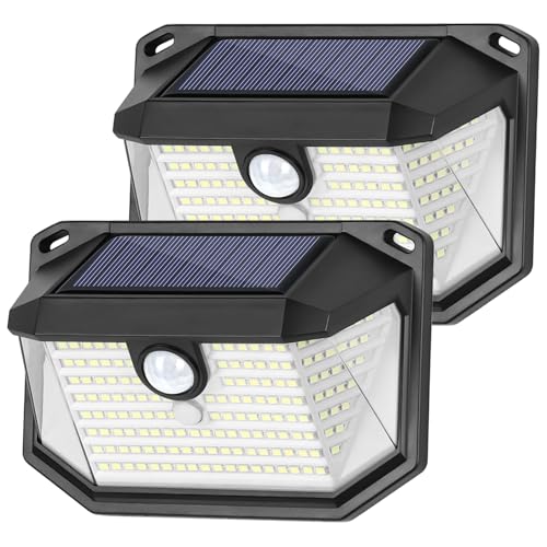 Solar Outdoor Lights, 2-Pack Super Bright 178 LEDs Motion Sensor Wall Light with 270&deg; Wide Angle...