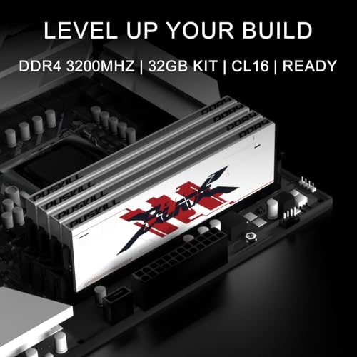 Image of PUSKILL 32GB Kit (2x16GB) DDR4 RAM 3200MHz PC4-25600 Desktop Memory with Aluminum Heatsink, Non-ECC Unbuffered UDIMM 1.35V CL16 288-Pin, High Performance Gaming PC Upgrade for Intel & AMD