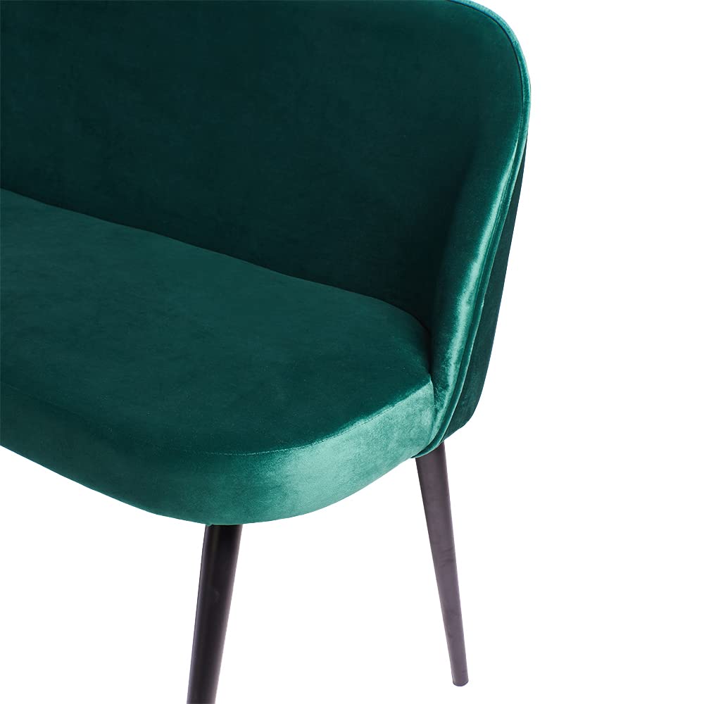 Divanetto verde, due posti, senza braccioli, in velluto - Panca da disimpegno, soggiorno, camera da letto o cabina armadio, (VERDE BOSCO) - Pronta consegna