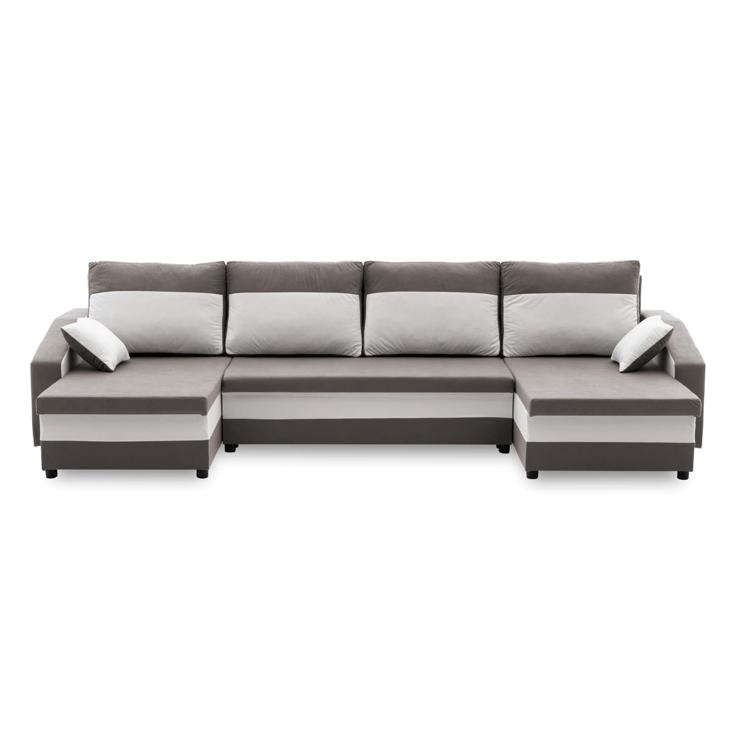 Mebligo ECKSOFA U MIT SCHLAFFUNKTION Sparta Grau/Weiß