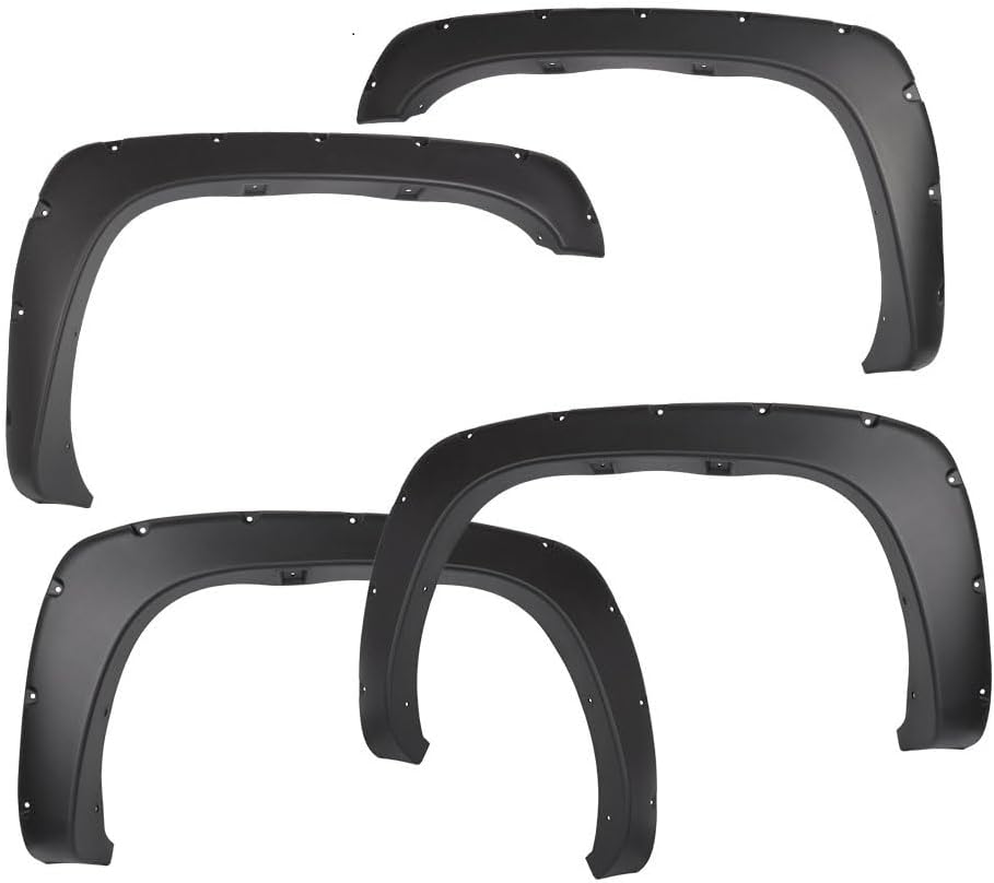 PIT66 Pocket Rivet Upgrade Fender Flares, Compatible with 1999-2006 Chevy Silverado/1999-2006 GMC Sierra, Wheel Tire Fenders Textured