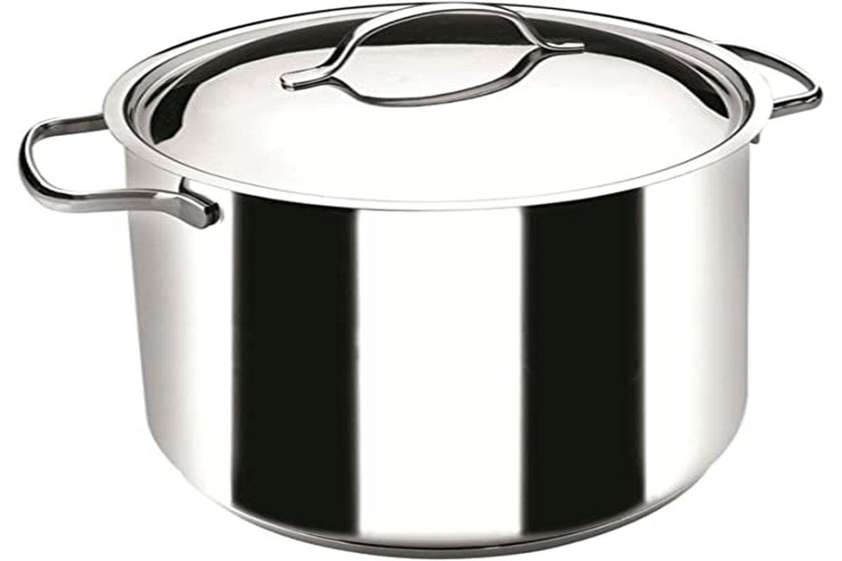 LACOR 90129 - Olla Super Alta con Tapa Gourmet 29cm Acero Inoxidable | En acero inoxidable, para cocidos y grandes cantidades; ideal para cocina profesional y uso diario en casa, para el día a día