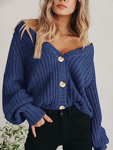 Image of PRETTYGARDEN Women's Chunky Knit Open Front Sweater Long Sleeve Button Loose Short Cardigan Outerwear Coats
