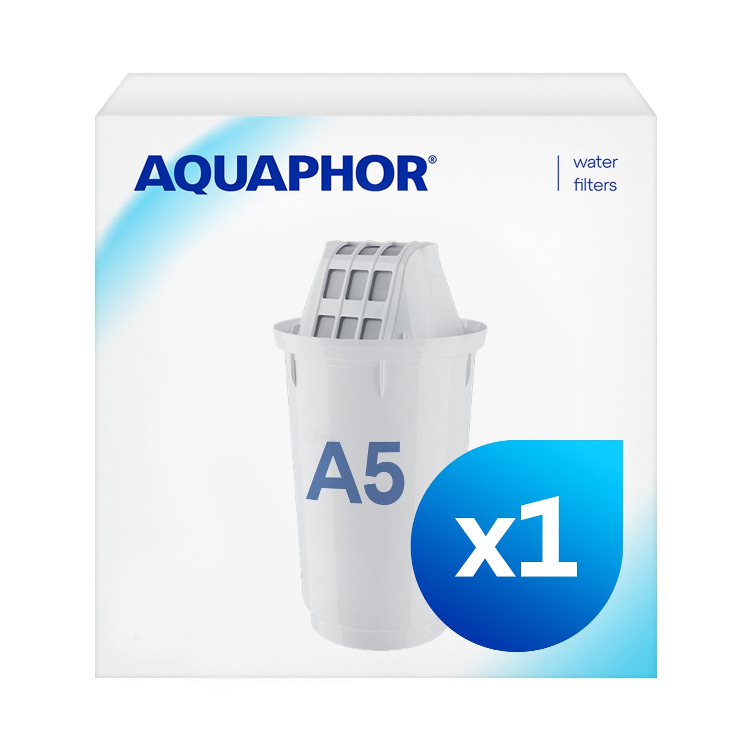 AQUAPHOR filter cartridge A5 Pack 1 I Filters lime & chlorine as well as heavy metals & other substances I 200l clear water I With AQUALEN technology I For better food & drink
