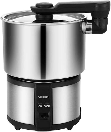 Cocina de viaje múltiple de doble voltaje 110V y 220V, cocina de acero inoxidable Mini sartén eléctrica para viajes del hotel (1.3L-TC350A)