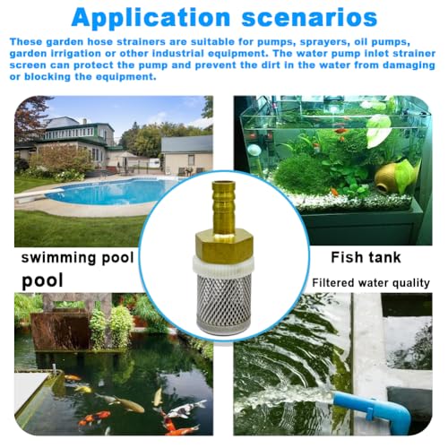 Image of Stainless steel filter copper tube joint 12mm diameter hose connection, garden, swimming pool, fish tank hose filter, Suction Strainers Used to Remove Debris and Reduce Solid Entry(12mm)