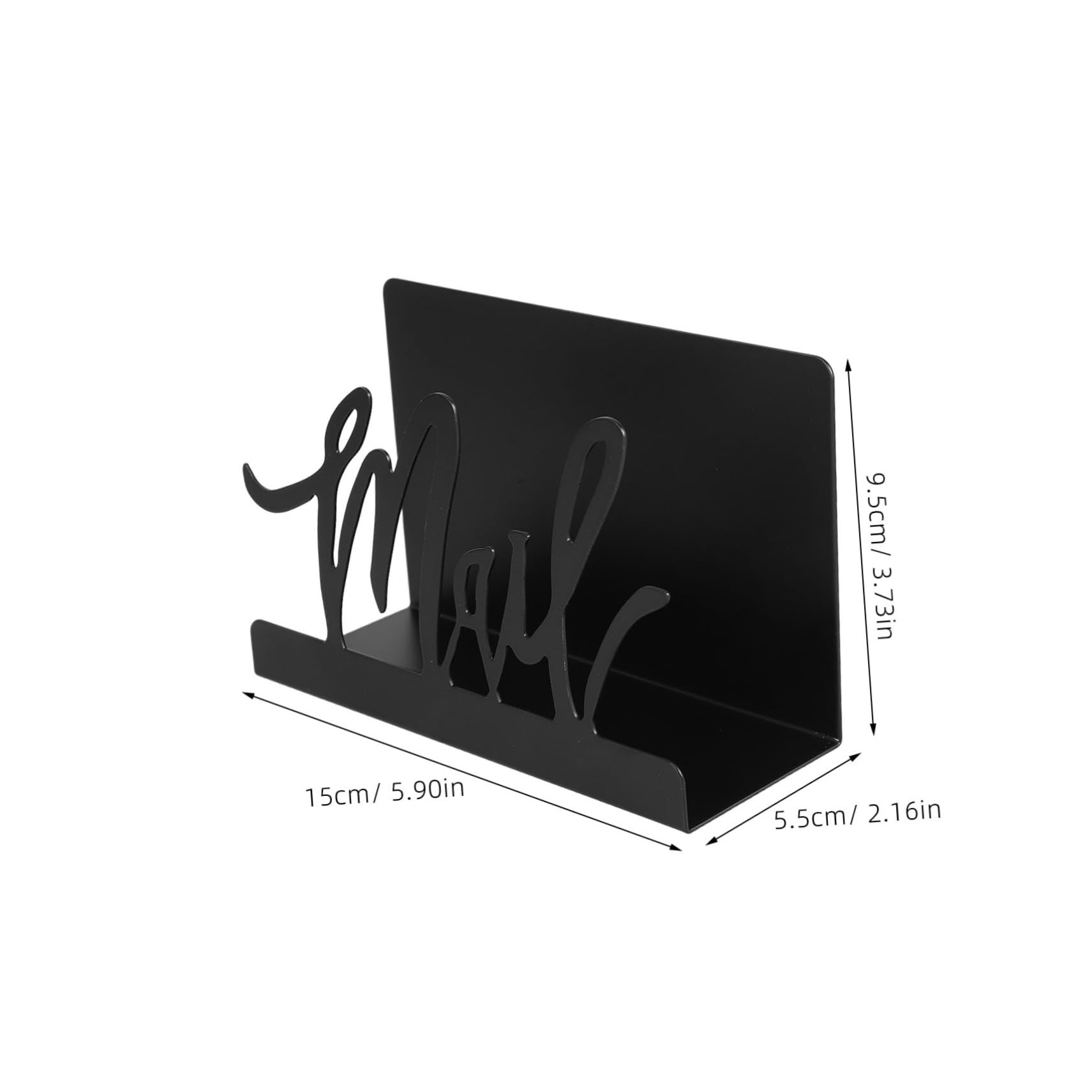 FUNOMOCYA Black Metal Desktop File Organizer with Mail Cutout Design Stylish Letter Holder for Home Office Compact Storage Rack for Documents Envelopes and Notepads