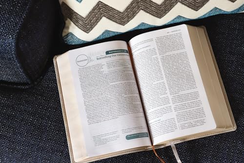 Image of NIV, Couples' Devotional Bible (Build a Biblical Foundation for Your Marriage), Leathersoft, Stone, Comfort Print: Growing Together in Christ