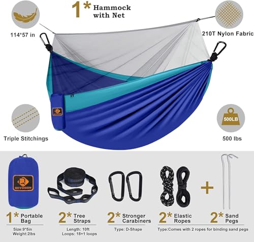 Image of Hammock for Kids, Camping Hammock with Mosquito Net, Lightweight Nylon Portable Hammock with 10ft Tree Straps,Children Hammocks for Travel Hiking Backpacking Beach Patio