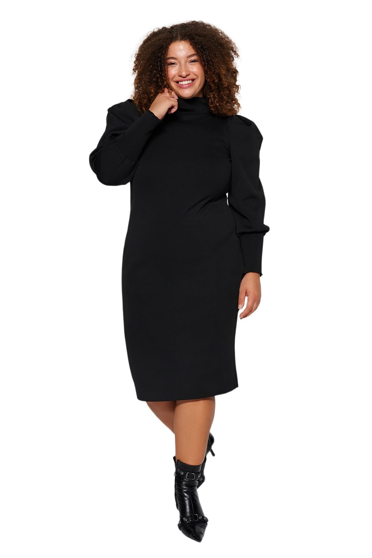 Trendyol Damen Schwarz Women Bodycone Fitted Knitwear Plus Size Dress