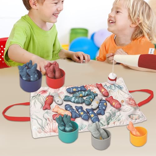 Jeu d'empilage et de pêche en tissu pour interaction parent