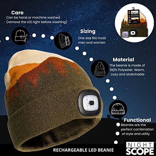 Image of Classic Rechargeable LED Warm Knit Beanie Head Light Hat Headlamp for Outdoor Activities
