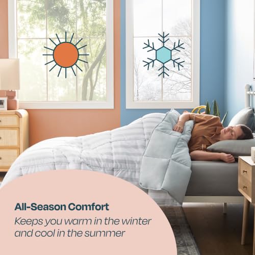 Image of Linenspa Reversible Down Alternative Comforter and Duvet Insert, California King - All-Season Comforter with Box Stitch and 8 Duvet Loops - Bedding for Kids, Teens, and Adults - Grey / White Stripe