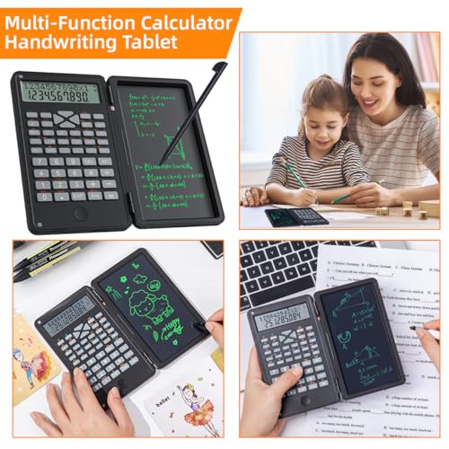 Scientific Calculator with LCD Writing Tablet – 240 Functions for Math, Physics & Exams, Dual-Line Display, One-Click Clear & Lock, Pull-Out Stylus, for Students & Professionals (Black) - Thumbnail 6