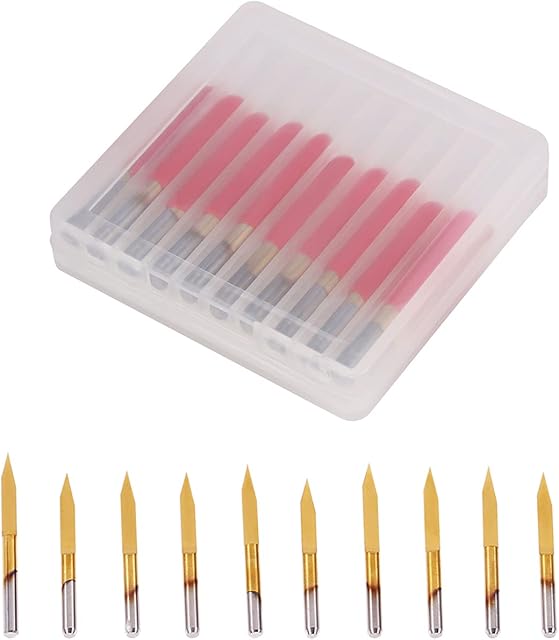 Titanium Coat Engraving Bits, Akozon 30 Degree V Groove Bit 10pcs Titanium Coated Carbide Engraving CNC Bit Router Tool 30 Degree 0.1mm Tip
