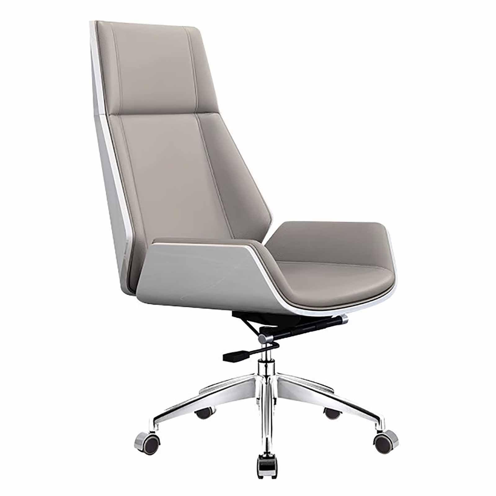 MYUYEE Ergonomic Executive Office Chair, Grey Leather Swivel Chair With Adjustable Height, Lumbar Support For Home And Office Use (Grey)