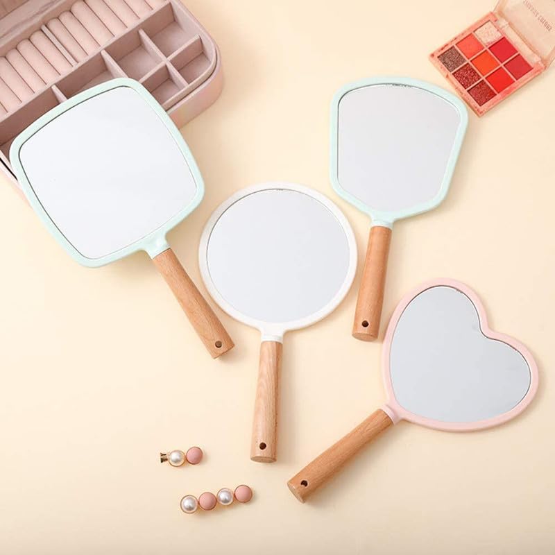 Image of Single Sided Handheld Vanity Mirror for Travel | Portable Face Mirror with Comfy Handle & Hanging Hole | Small Rectangular Makeup Hand Mirror for Men & Women (Multicolor, 25 x 14 cm) Square