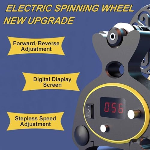 Digital Electric Spinning Wheel with Foot Switch, 240g Capacity, Stepless Speed Control, Forward & Reverse, Perfect for Yarn Crafting & Weaving