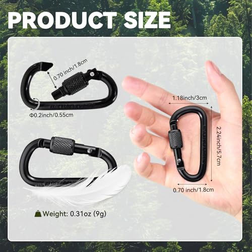 Carabiner Clip, Key Hooks for Keychain Aluminum D Ring Shape Carabiner, 8 Pack - image 4