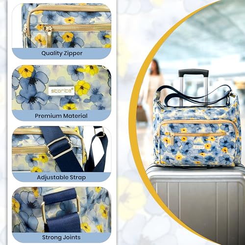 Image of Storite Women's Crossbody Sling Bag | Multi Pocket Lightweight Shoulder Bag | Adjustable Strap Travel Messenger Bag | Boho Design Casual Everyday Purse