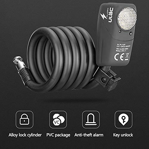 Andoer ULAC 110dB Fechadura de Alarme Eletrônico de Bicicleta Fechadura de Cabo de Aço para Biciclet