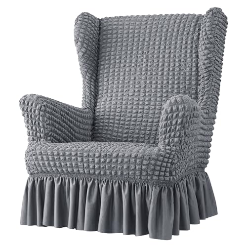 Housse de chaise extensible à ailettes avec jupe Morain douce - 2