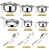 Hunnycook Stainless Steel Cookware Set - 15 Pieces Pots and Pans Set, Includes 6 Pots and Pans, 6 Lids and 3 Utensils, Fixed Handles, Induction Safe and Dishwasher Safe #1