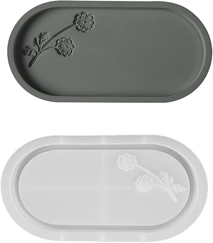 SMEKHOXO Jesmonitor - Molde de silicona ovalada de cemento de yeso, molde de fundición de resina epoxi transparente para bricolaje, contenedor de