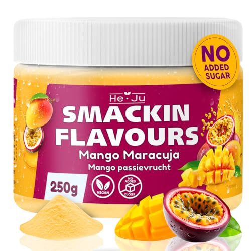 He-Ju Flavour Pulver Mango Maracuja 250g vegan, Mango Pasion Fruit Geschmackspulver zum Süßen fast ohne Kalorien
