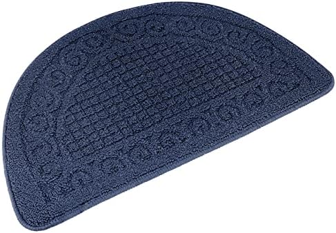 Echaprey Half Round Non-Slip Kitchen Bathroom Toilet Doormat Floor Rug Mat Keeps Your Floors Clean Home Decor (Large, Blue)